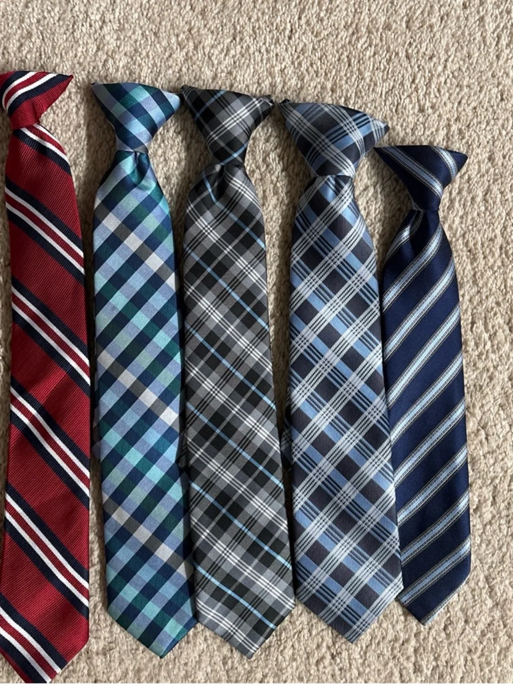 Boys Blue and Gray Plaid Adjustable Tie - Classic School Style
